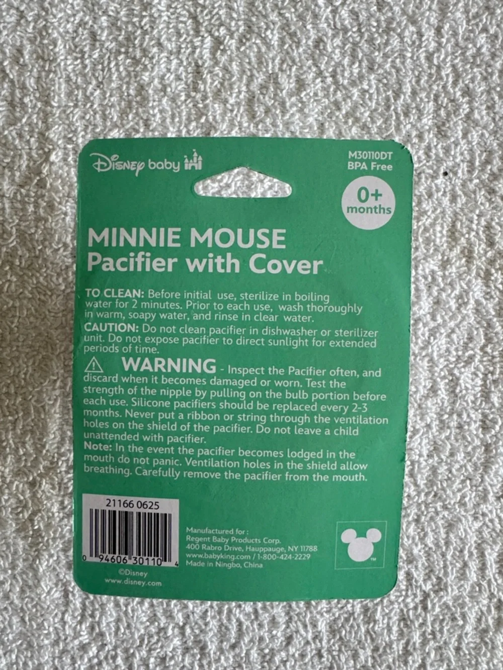 Disney Baby Minnie Mouse Pink Pacifier with Cover